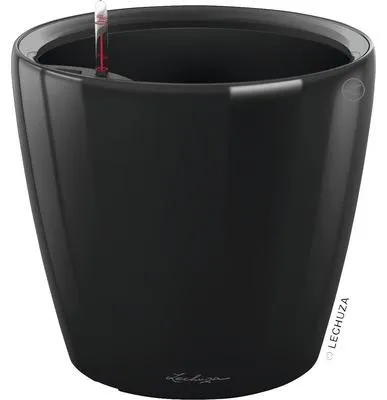 Obrázok produktu pre Plastový samozavlažovací kvetináč Lechuza Classico Color LS Ø 22 x 20,5 cm čierny vrátane zavlažovacieho systému, vložky na rastliny, substrátu a ukazovatele hladiny vody