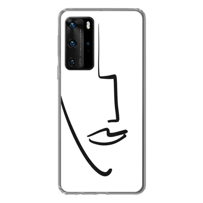 Produktbild von MuchoWow® Handyhülle Schutzhülle Hülle für Huawei P40 Pro Gesicht - Frau - Minimalismus Silikon Softcase Handy Hülle - Schutz