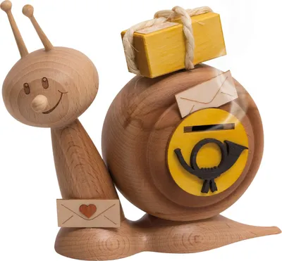 Produktbild von Drechslerei Kuhnert - Räucherfigur Sunny Postschnecke - Größe ca. 16cm, für Räucherkerzen Größe M (Standard) - 37100