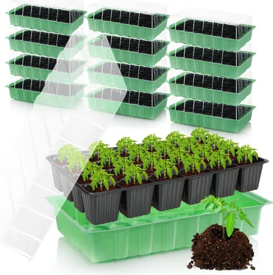 Produktbild von com-four® 48x Zimmergewächshaus - Multitopfplatten mit Deckel - Pflanzkasten