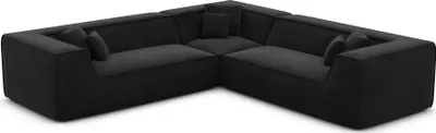 Produktbild von Samtstoff Ecksofa Liberia Schwarz