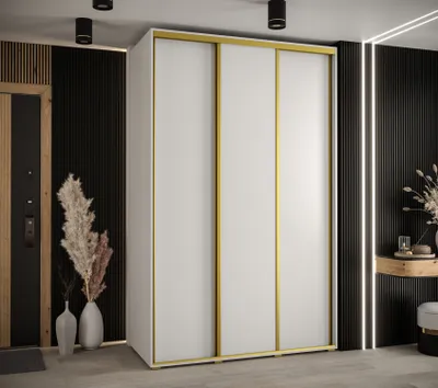 Obrázok produktu pre Šatníková skriňa YVONA 1 - 150/60 cm, biela / zlatá