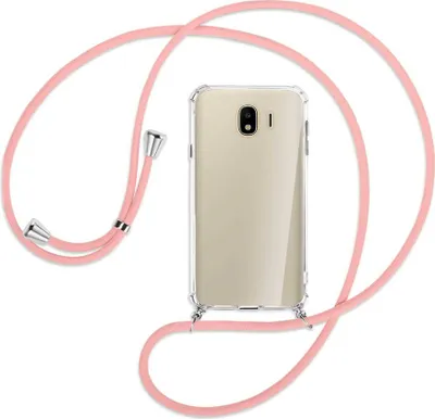 Produktbild von Handykette Backcover-Schutzhülle mit Band (Metall silberfarben) für Samsung Galaxy J4 2018 - rosa