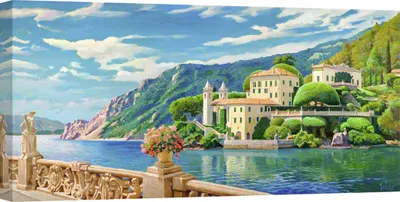 Produktbild von Leinwandbilder – Adriano Galasso, Villa am See – 100x50 cm
