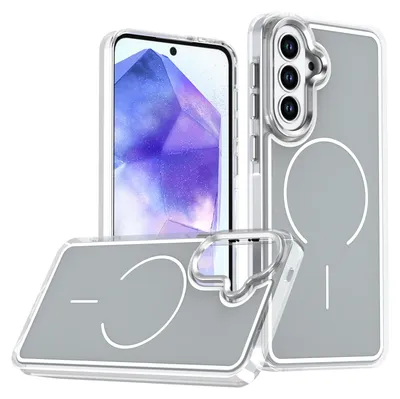 Image de Coque magnétique pour Samsung Galaxy A36, coque fine et transparente résistante aux chocs, compatible avec MagSafe, gris