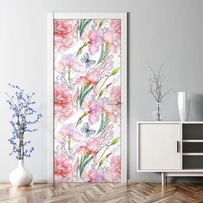 Produktbild von Dekorative Aufkleber selbstklebend Türaufkleber Tapete Türposter  Pfingstrosen Blumen 77 x 200 cm