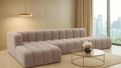 Produktbild von Kaiser Möbel Ecksofa mit Hocker GRAND L, stoff Salvador, Grau, Links