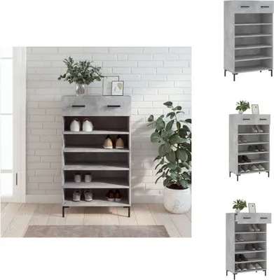 Zdjęcie produktu dla vidaXL Szafka na buty betonowa szara 60x35x105 cm materiał drewnopochodny - Szafki