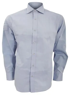 Imagen del producto de Camisa de hombre Oxford de alta calidad Kustom Kit, manga larga, modelo FK415 (cuello de 42 cm), color azul claro