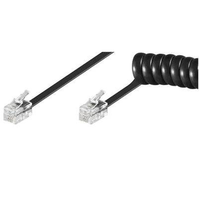 Zdjęcie produktu dla 10X Goobay 50270 Kabel spiralny do słuchawki telefonicznej CCA (aluminium pokryte miedzią), 2 m, czarny - wtyczka RJ10 (4P4C) > wtyczka RJ10 (4P4C)