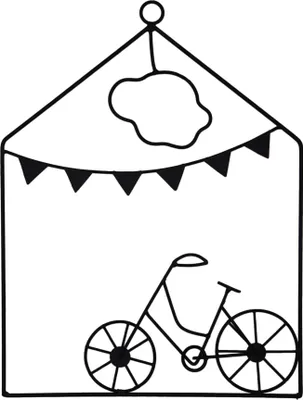 Produktbild von UNUS Deko Metallkunst Fahrrad mit Girlande und Wolke in schwarz ca. 39,5 x 30 cm