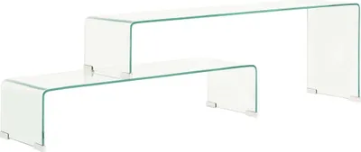 Productafbeelding van vidaXL 2-delige salontafelset, 90x30x20/110x30x40 cm, met glazen blad - Salontafel - Salontafels - Bijzetter - Bijzetters