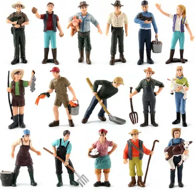 Produktbild von 16pcs Simulationsfarm Charaktermodell Set Farmer Miniatur Toy Figur Bildungsspielzeug