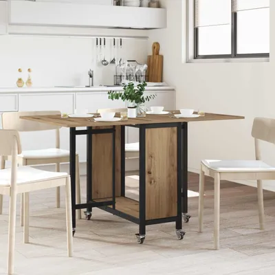 Obrázok produktu pre Maison Exclusive – Skladací jedálenský stôl na kolieskach, rozmer 130 x 80 x 76,5 cm, oceľ, drevotrieska