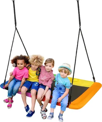 Produktbild von Tellerschaukel - Schaukelset mit 1 Tellerschaukel - Bis 120 kg - Garten Indoor/Outdoor - Für Kinder 6–12 Jahre - Mehrfarbig
