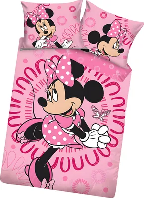 Obrázek produktu pro Oboustranné povlečení růžové 140x200 cm - Myška Minnie/Krasavice
