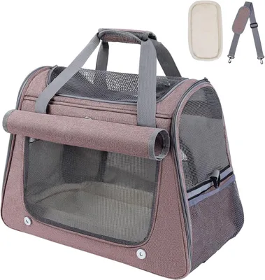 Produktbild von Transporttasche für Katzen & Kleinhunde,Katzentransportbox Hundetransportbox Faltbare für Reise & Auto,45 x 25 x 34 cm,Tragbar Hundebox Katze Tragetasche bis 9kg