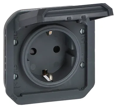 Produktbild von LEGRAND Plexo New Abdeckung, Feuchtraum-Steckdose, Anthrazit, IP44