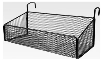 Produktbild von Hängender Aufbewahrungskorb aus schwarzem Draht mit Haken, vielseitig einsetzbar für Bad, Schlafzimmer, Küche und Poolbereich