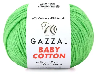 Produktbild von Gazzal Baby Baumwolle 3466 Strickwolle Baumwoll-Acryl-Garn 50 g 165 m Erbsengrün