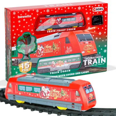 Produktbild von Bewello - Weihnachtszug - Weihnachtszug mit Licht und Sound - 15 Stück - Weihnachtsdekoration - batteriebetrieben