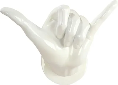 Produktbild von Moderne Wanddekoration Wandskulptur Handzeichen aus Kunstharz weiß 27x30x14 cm