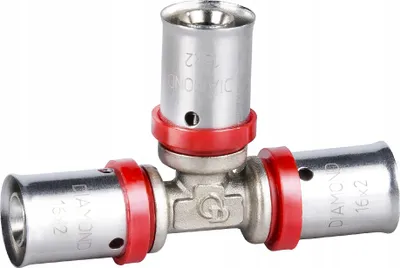 Productafbeelding van En 1254-8 T-stuk 20x20x20. Triple Pex-al-pex Chroom