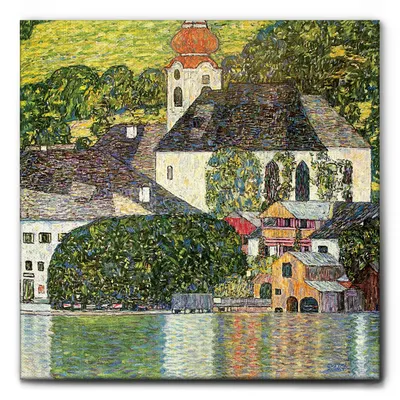 Immagine prodotto di Giallobus - Chiesa di Unterach - Gustav Klimt - 70L x 70l cm - Quadro - Tela Canvas Telaio Standard