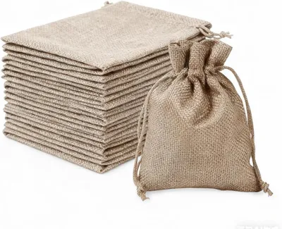 Imagen del producto de Bolsas de yute con cordón, de 7x9 cm, lote de 30 unidades, para regalos