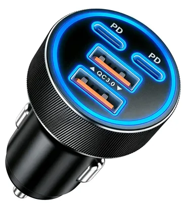 Autolader 90 W, USB-C & A, Zigarettenanzünder, 12 V, kompakt