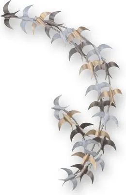 Produktbild von Wanddekoration Vögel Metall Halbbogen silber schwarz goldfarben 103x79 cm