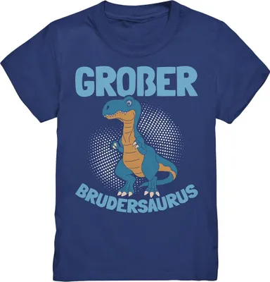 Produktbild von Großer Bruder Dino T-Rex T-Shirt – Indigo / 122/128 (7-8)