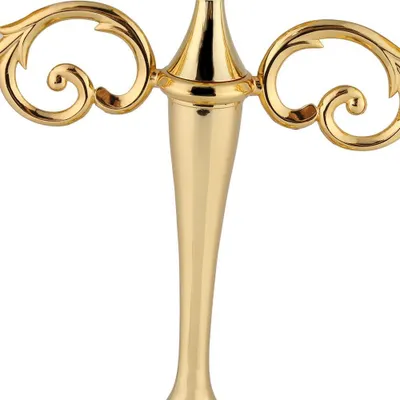 Produktbild von 3-armige metallene Kerzenhalter für Wohnkultur und Feiern - Gold - 25 cm