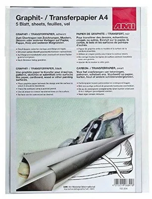 Produktbild von Famanu Transferpapier A4 5 Blätter Schwarz - Grafitpapier