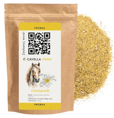 Zdjęcie produktu dla Cavella Rumianek rozkrusz dla koni, suszony – próbka 28 g