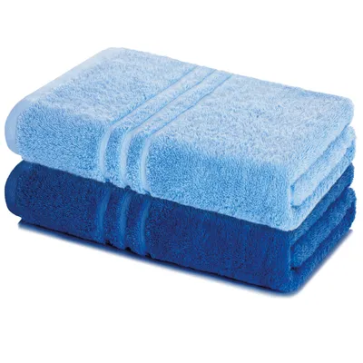Produktbild von Lavea® 2er Set Saunatuch 80x200 cm, Saunahandtuch, 100% Baumwolle Frottier, saugstark, pflegeleicht 60°C, Elena, Delphinblau & Royalblau
