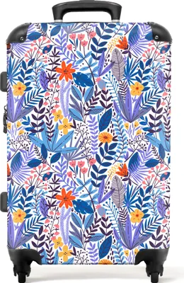 Produktbild von NoBoringSuitcases.com® Großer Koffer - Blumen - Pflanzen - Muster - Botanisch - Kombinationsschloss TSA - Hartschalen Trolley 4 Rollen - 72 liter - Reisekoffer - 66 cmKoffer Mittelgroß 67x43x25 cm, 72L,