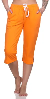 Obrázek produktu pro Dámské pyžamo Capri kalhoty 3/4 délky - Mix & Match v jednobarevném provedení - ideální pro kombinování ; oranžová , 36