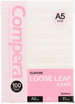 Image de Comix Feuilles de rechange pour Compera CLA51006 A5 Classeur à anneaux