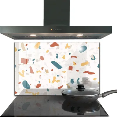Produktbild von Spritzschutz aus Glas Küchenrückwand - Wandschutz für Herd und Spüle - 100x70 cm - terrazzo Stein