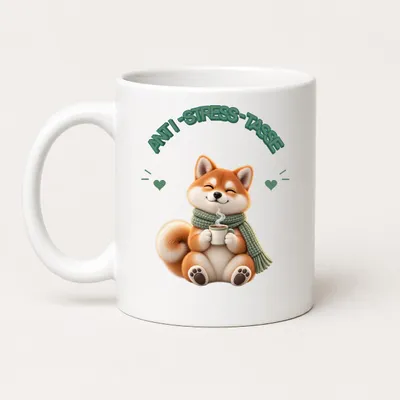 Produktbild von Anti-Stress-Tasse Shiba Inu 325 ml Keramik Kaffeebecher Geschenk