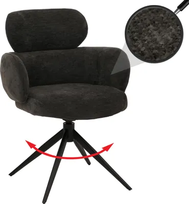 Image de Chaise de salle à manger HWC-O77, chaise de cuisine rembourrée, pivotante avec système de retour automatique, tissu (310g/m²) en velours, couleur anthracite