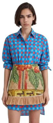 Immagine prodotto di Gonna da donna Desigual x Stella Jean Fresh Coffe con motivo a sacchi di caffè