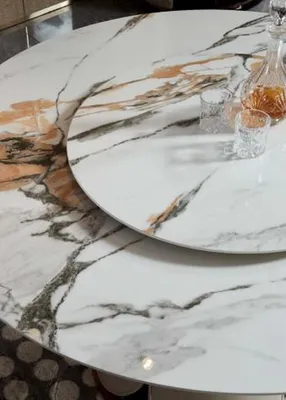 Produktbild von Esstisch Leder Stein Tische Holz Luxus Moderne Design Möbel Tisch Esszimmer Neu