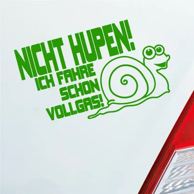 Produktbild von Auto Aufkleber Nicht Hupen! Ich fahre schon Vollgas! Schnecke 15x8 cm Hellgrün Sticker Heckscheibenaufkleber