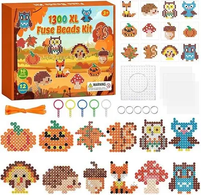 Obrázek produktu pro Sada korálků na navlékání, velikost 10 mm - podzimní zvířátka - 12 vzorů - kreativní tvoření - Luxento