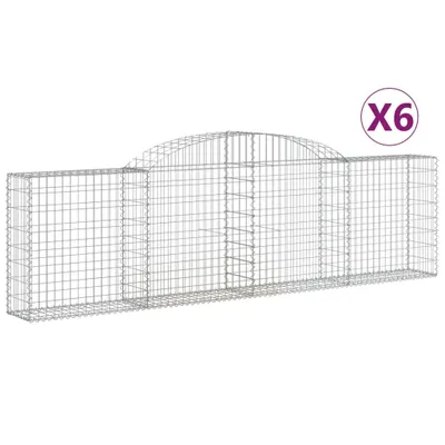 Produktbild von Gabionen mit Hochbogen 6 Stk. 300x30x80/100 cm Verzinktes Eisen