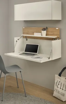 Produktbild von Büromöbel Set "Center" in weiß und Wotan Eiche Büroschrank und Sekretär hängend