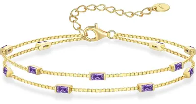 Produktbild von Damen Armband Layered mit Zirkonia Anhängern 925 Sterling Silber Gold Verstellbar