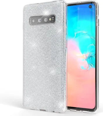 Image de Housse NALIA compatible avec le Samsung Galaxy S10, Slim Case Glitter Back Cover Etui Argent